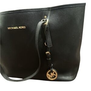 Michael Kors Black Tote with Gold Accents